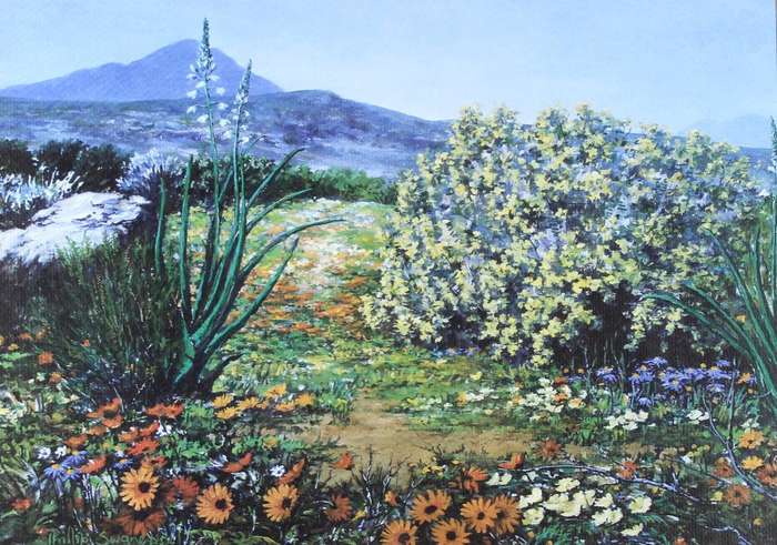 Phillip Swanepoel - Landscape with flowers