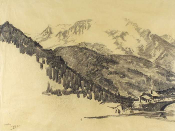 Farmscene in the Alps - Indistinctly signed