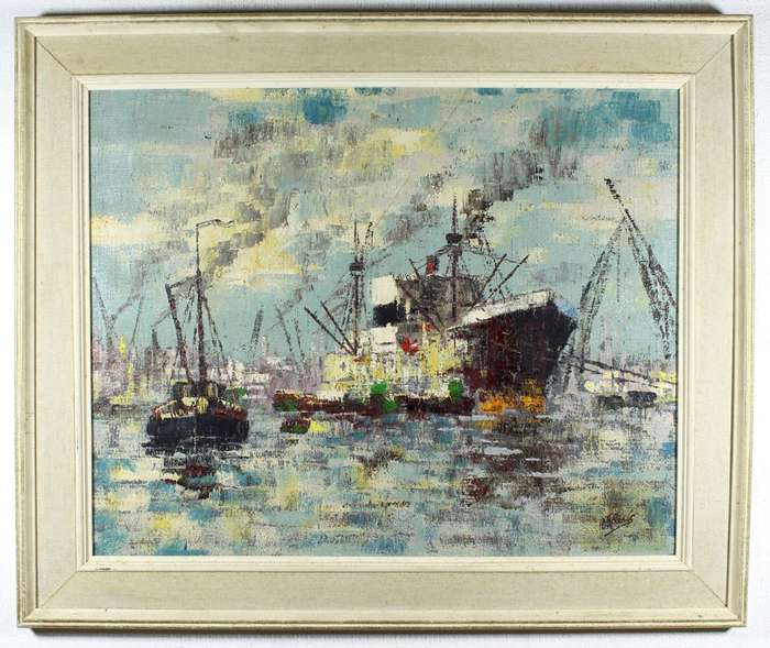 AH Recis - Boats in the harbour