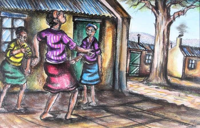 Mvemve Jiyane - Dancing woman - Mixed media