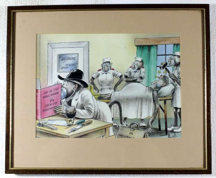 TO Honiball - Adoons prepairing for the operation - A fun print! - Bid now!