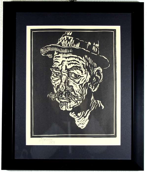 Gregoire Boonzaier - Portrait - A beautiful linocut! - Bid now! *Free courier!!