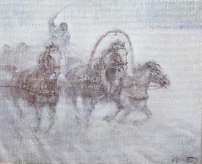 Victor Ivanoff - Cossaks charging their horses