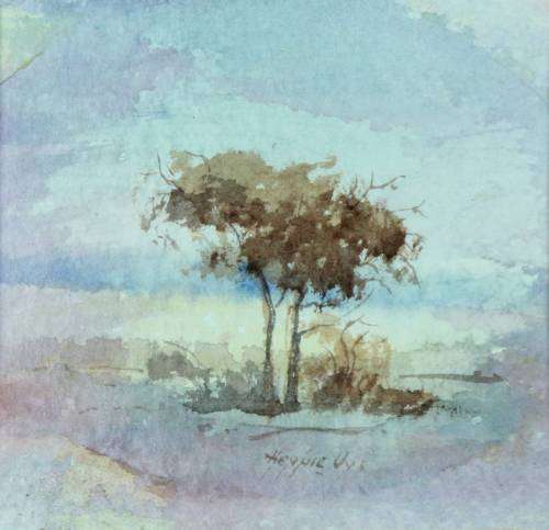 Hennie Uys - Twin trees in a landscape