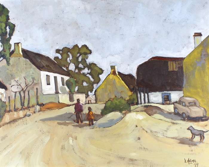 Alan Maling - Street Scene with figures