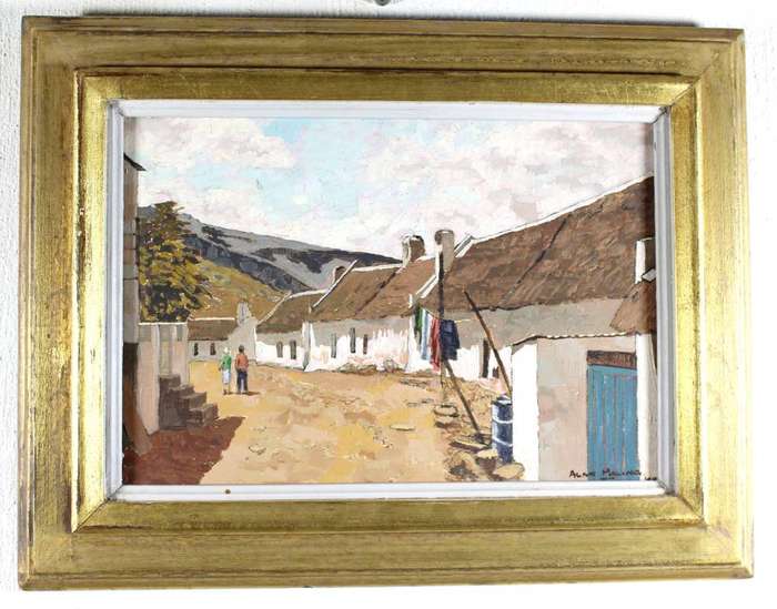 Alan Maling - Cape Dutch house with figures
