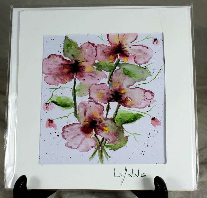 Lynne Jackson - Pink flowers - Watercolor greeting card