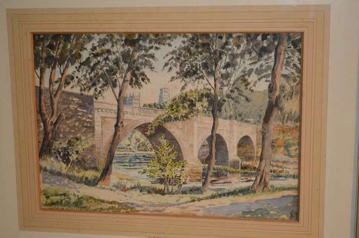 very nice water color by J.Walton Bell "Prebend's Bridge crosses the river Wear"