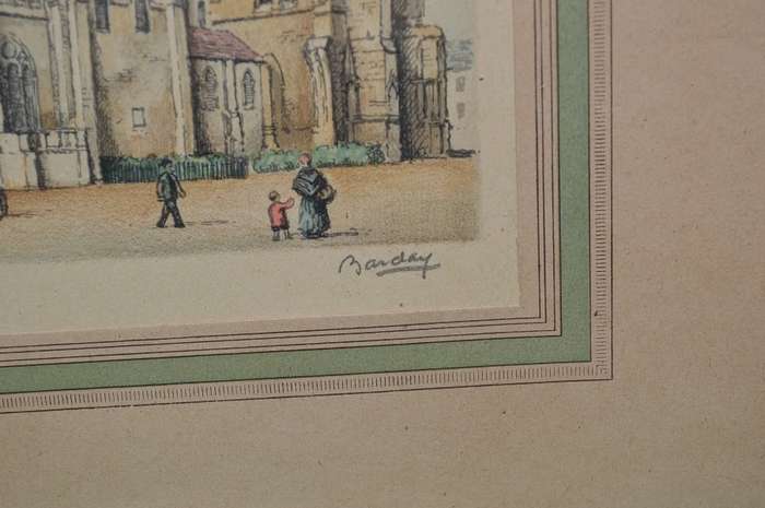 lovely signed hand colored lithograph by Barday
