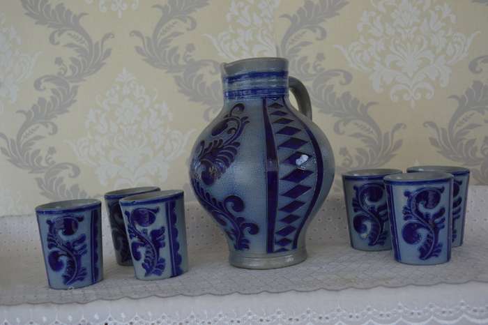 Reinh Merkelbach Hohr Grenzhausen German SANGRIA set for 6