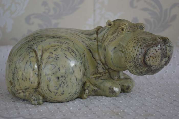 Soap Stone Jadeite Sculpture of a Hippopotamus 1970`s