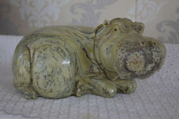 Soap Stone Jadeite Sculpture of a Hippopotamus 1970`s