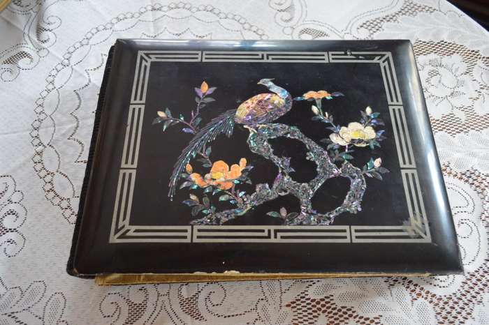 REDUCED Antique 19 Century Japanese LACQUERED ALBUM WITH FABULOUS Shibayama Panel Carved1850-1899