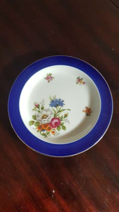 Dresden cobolt blue and gold rim plate