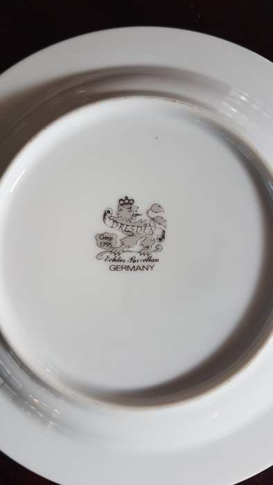 Dresden cobolt blue and gold rim plate