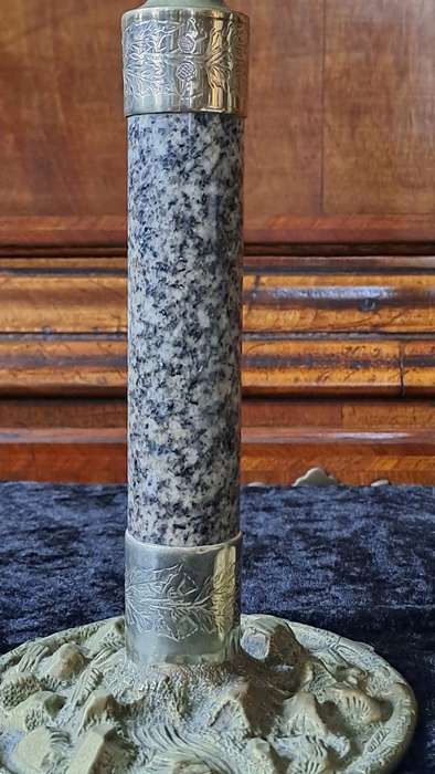 Marble and Silver Tone Candle Sticks by J. Hardy & Co Aberdeen