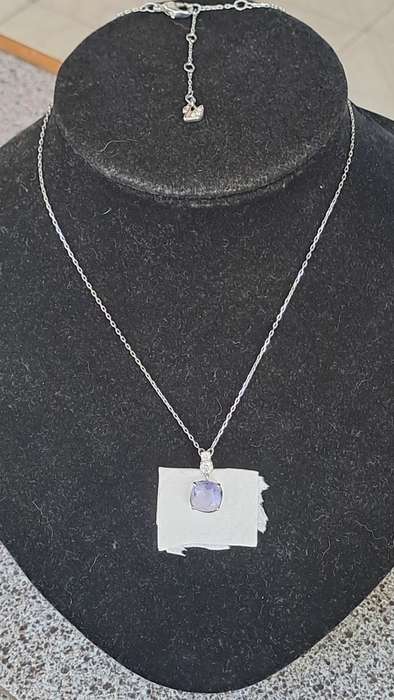 Genuine stamped Swarovski rhodium plated necklace and pendant