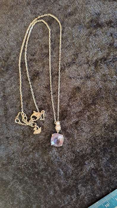 Genuine stamped Swarovski rhodium plated necklace and pendant