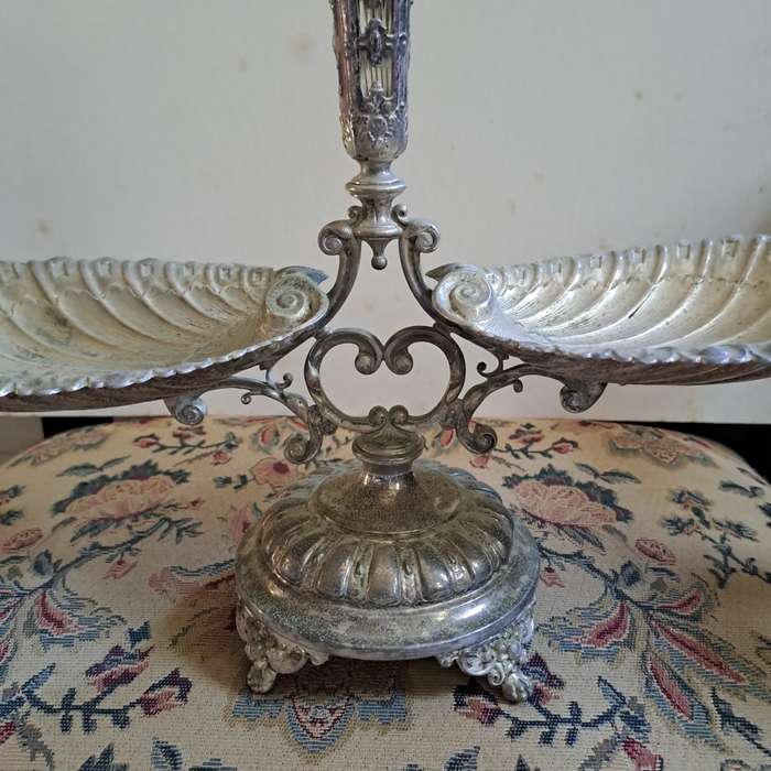 Victorian silver plated Epergnes with Crystal flute