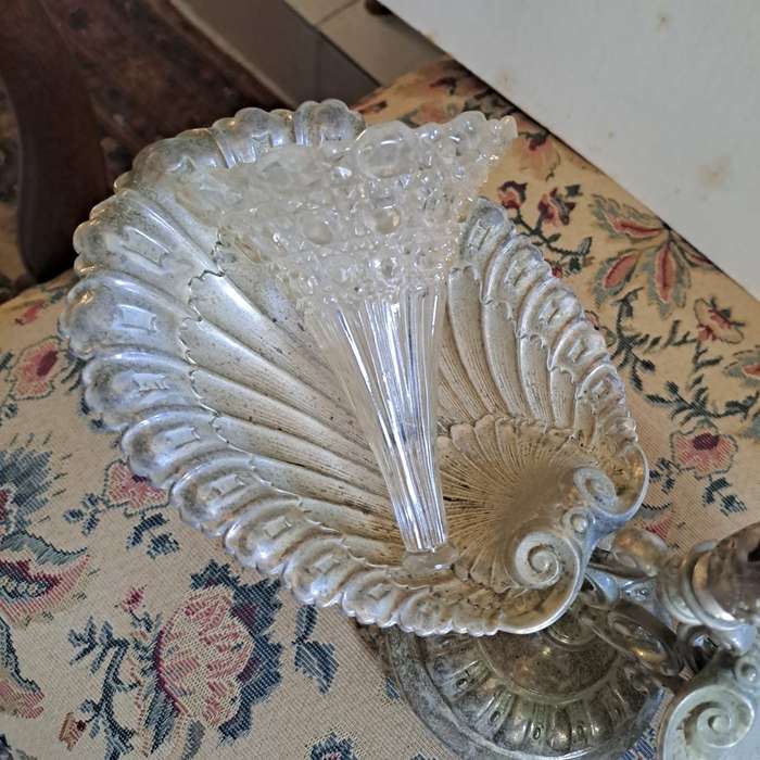 Victorian silver plated Epergnes with Crystal flute
