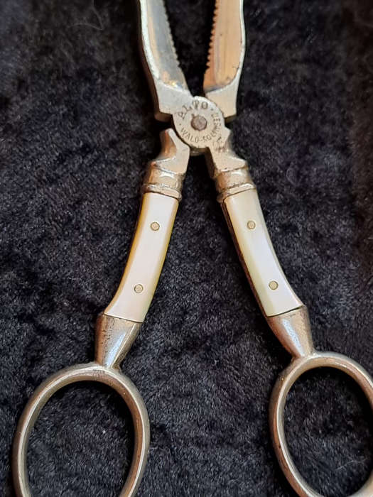 German  Solingen sugar cube knippers/scissors with mother of pearl