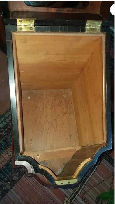 REDUCED Antique Georgian mahogany serpentine letter/knife box on stand with draw
