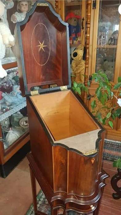 REDUCED Antique Georgian mahogany serpentine letter/knife box on stand with draw