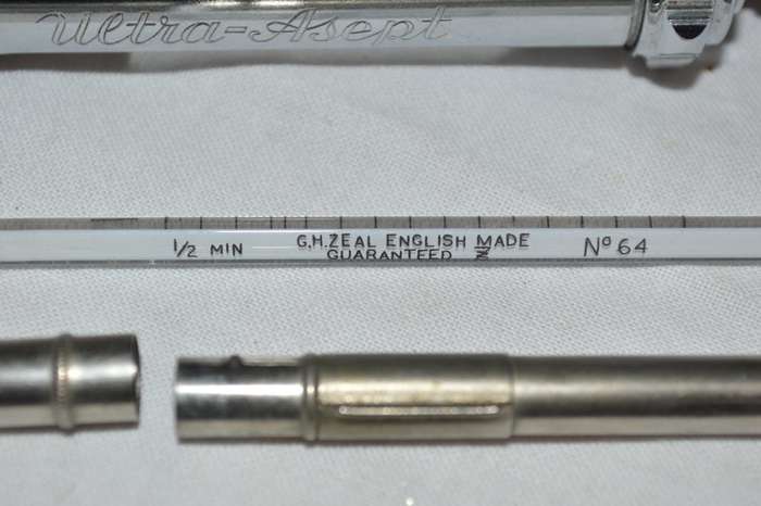 vintage Ultra Asept Germany  Vintage glass syringe and thermometer