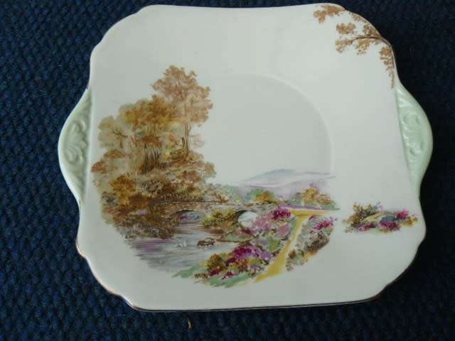 Porcelain plate  SHELLY England "Heather" 24CM X 21 CM