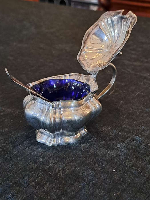 Epns mustard pot with inner and spoon