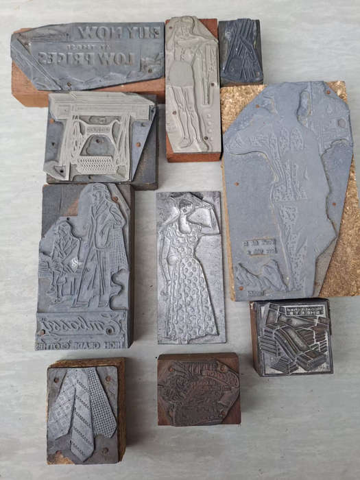 Lot of Vintage Brands clothing store lead stamps interesting and unique