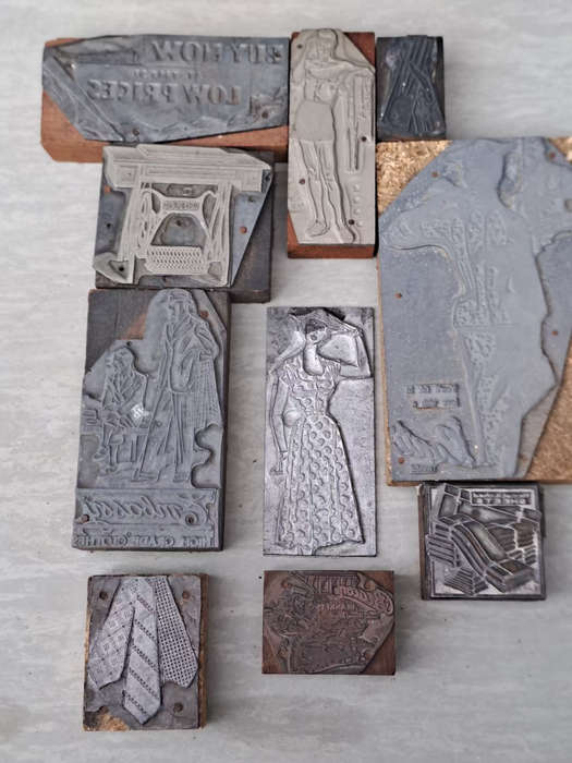 Lot of Vintage Brands clothing store lead stamps interesting and unique
