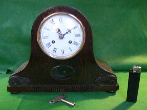 SMALL OAK MANTLE CLOCK WORKING!