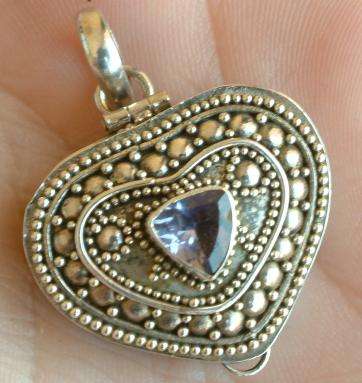 Exquisite Solid Silver & Tanzanite Quartz Locket Pendant...