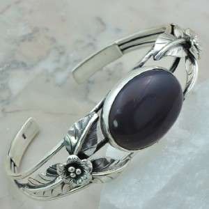 Gorgeous 925 Silver Vintage Purple Carnelian Cuff bangle...