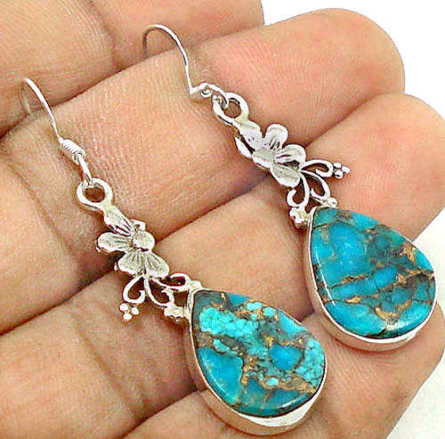 Exquisite Solid Silver Copper Turquoise earrings...