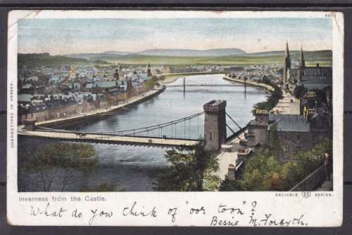 POST CARD ++ "INVERNESS FROM THE CASTLE" (NO SRAMP) ++ FU TO PE ++ SEE SCANS BELOW