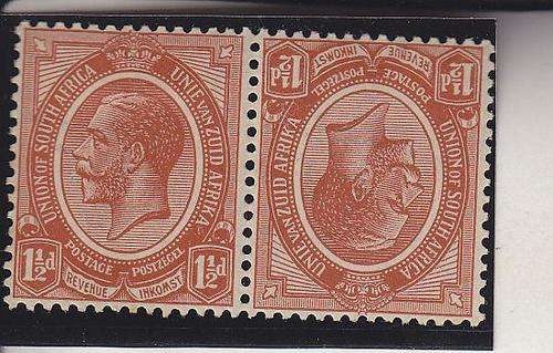 1913 ++ KG V ++ 1 1/2d CHESTNUT ++ TETE-BECHE PAIR ++ MH ++ SACC 4b