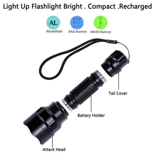 CREE Q5 LED Tactical Flashlight 3000 Lm Bright Torch Lamp