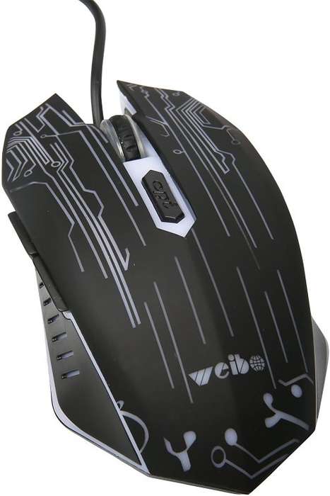 Weibo Gaming Mouse, 1600 DPI USB Wired Optical Game Light Mouse, 6 Buttons for Notebook, PC, Laptop