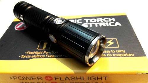 EJC 6000LM Electric Torch LED white light and side LED red light¿18650 battery with USB charge cable