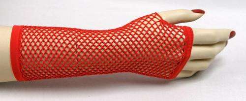 Fishnet Fingerless Gloves  RED