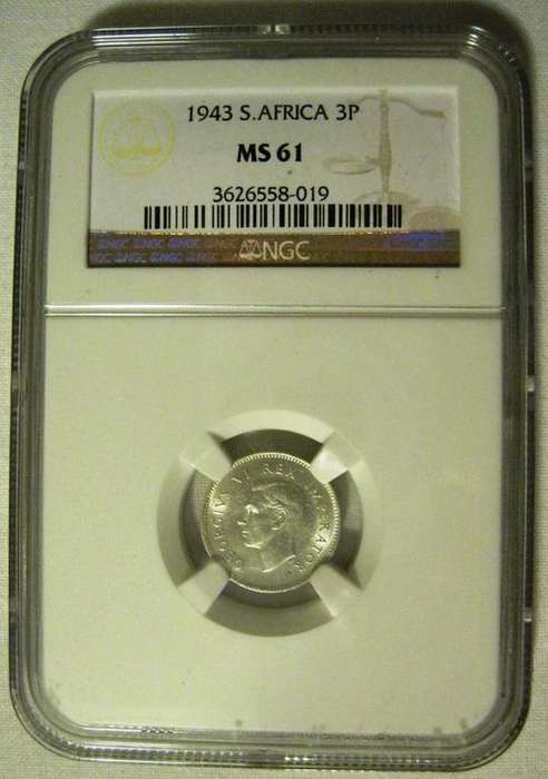 !!!SPECIAL!!! 1943 Three Pence NGC graded MS61!!!