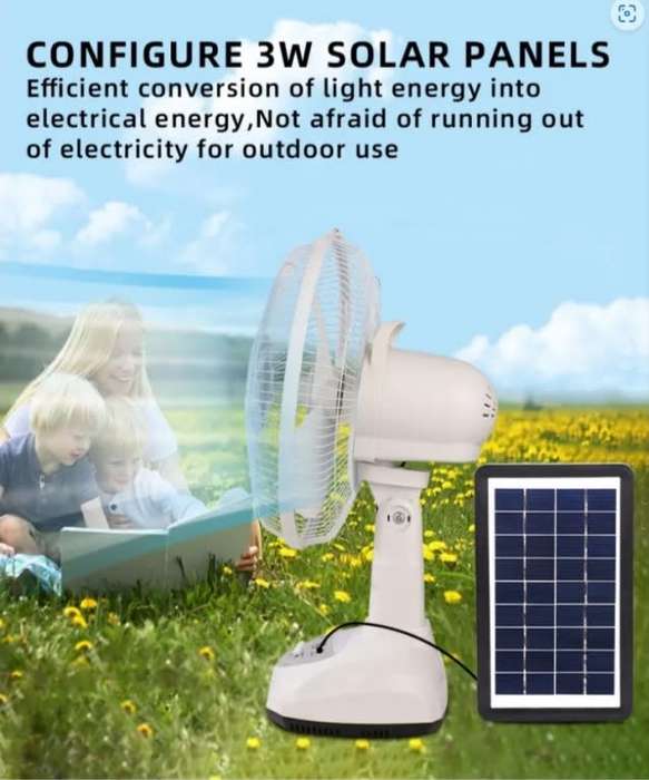 12`(30cm) Rechargeable Oscillating fan with 2 speeds Built in battery and led light AC/DC operation