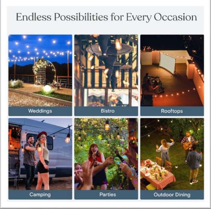 10 LED Waterproof Solar Outdoor Patio String Bulb Lights