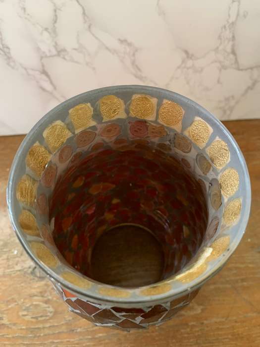 Red Glass Hurricane Candle Holder