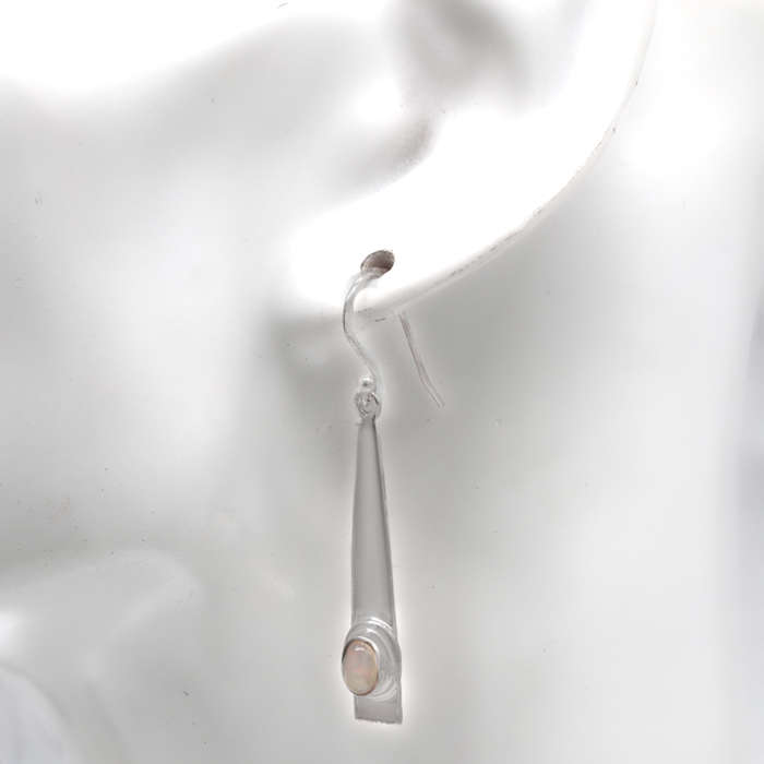NATURAL FIRE OPAL MODERN DESIGN POLISHED STERLING SILVER DANGLE EARRINGS
