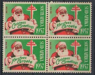 CHRISTMAS STAMPS 1957 UMM BLOCK OF 4