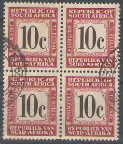 POSTAGE DUE SACC55 10C BLOCK OF 4 VFU