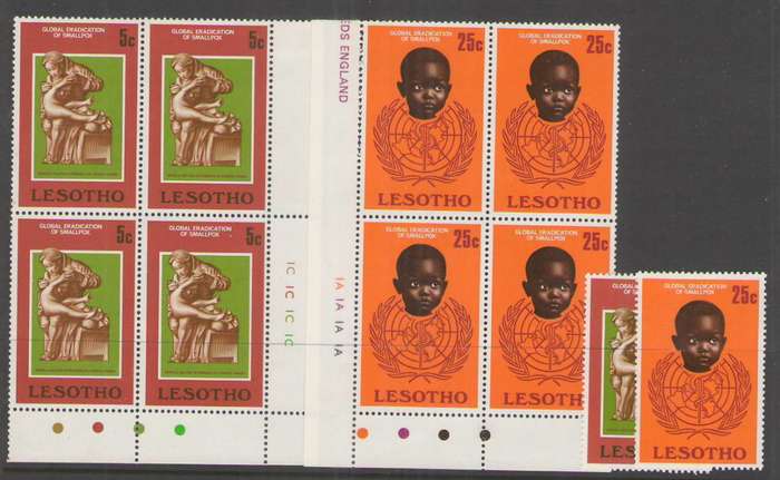 LESOTHO 1978 ERADICATION OF SMALLPOX FULL SET OF CONTROLS PLUS SINGLES UMM